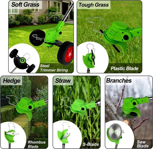 Cordless Electric Weed Wacker 21V 3 Batteries Foldable Lightweight Garden Tool - Picture 6 of 8
