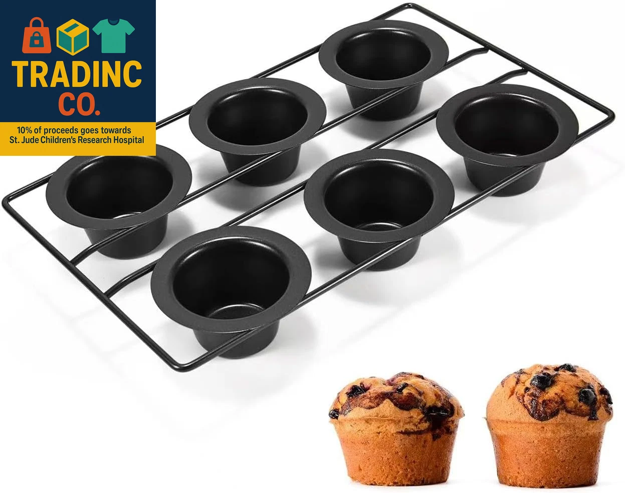 6 Cup Nonstick Popover Pans, Muffin Tin, Large Deep Cupcake Baking Pan, Muffin P