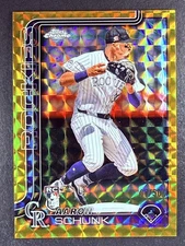 2025 Topps Chrome Aaron Schunk Gold Geometric Refractor /50 SP RC Rookie Rockies