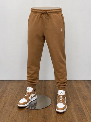 Jordan Jumpman Brown Fleece Jogger Pants Men s L Drawstring Elastic Waist