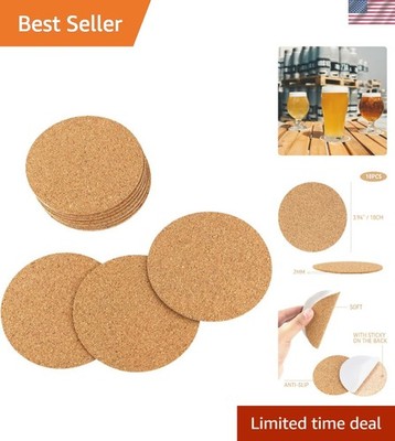 10 Durable 4'' Cork Coasters - Writable Self-Adhesive Mats for Easy Customization