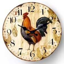 Vintage Farmhouse Kitchen Wall Clock – Rooster Decorative Analog Clock