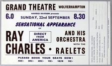 RAY CHARLES – rare vintage original Wolverhampton 1968 jazz concert handbill