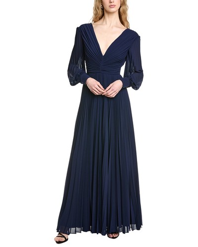 Badgley Mischka Pleated V-Neck Gown Women's
