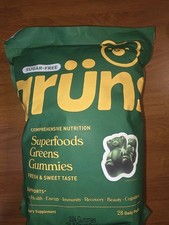 Gruns Adults Super Greens Gummies, Superfood Gummy Bears with Spirulina