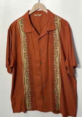 Mens Tommy Bahama Silk Holiday In Paradise Embroidered Camp Shirt Size XL