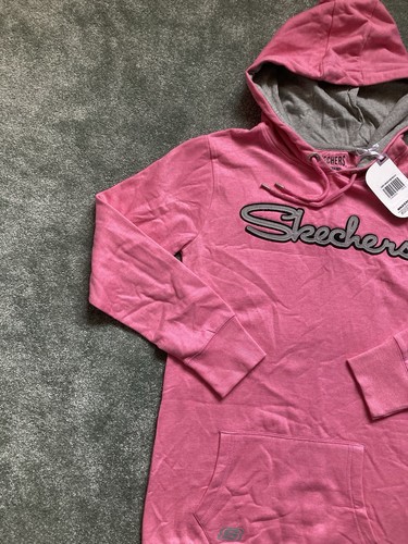 Sketchers Womans Size 10 Pink & Grey “Audrey” Long Body Hoodie w Logos NWT - Picture 4 of 15