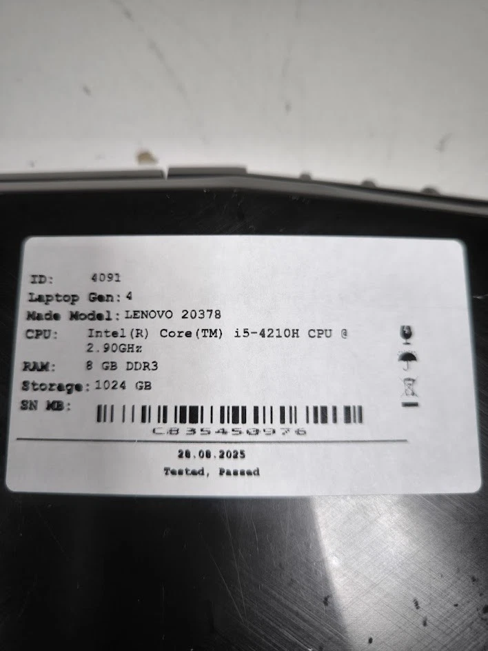 Lenovo 20378 Portátil - I5-4210H 8GB RAM 1TB HDD, Reacondicionado, Sin SO - Imagen 4 de 4