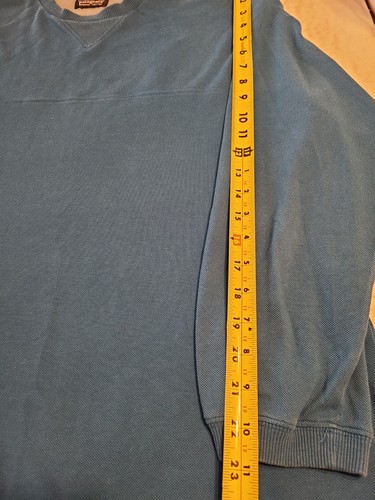 Patagonia Mens Organic Cotton LS teal/blue crewneck w/V-stitch pullover sz L - Picture 3 of 14