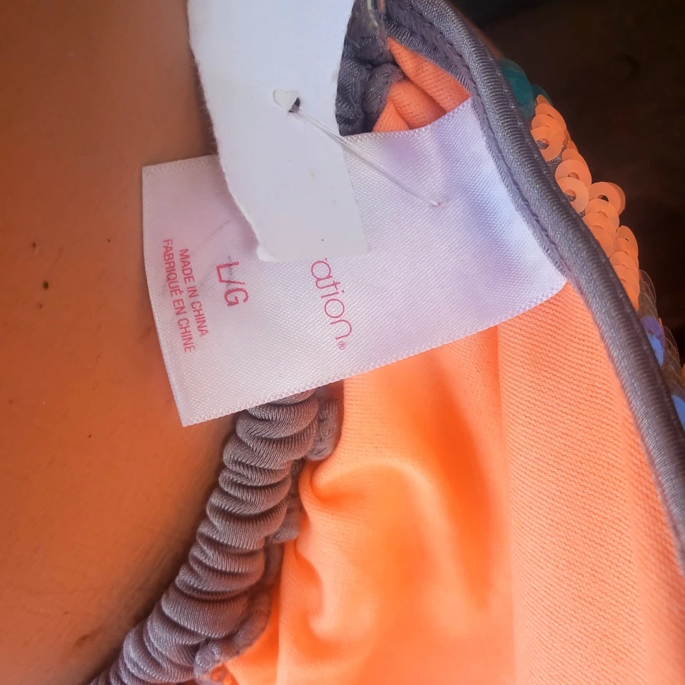 Top de bikini para mujer xhilaration + inferior multicolor con lentejuelas talla L Foto 3 de 3