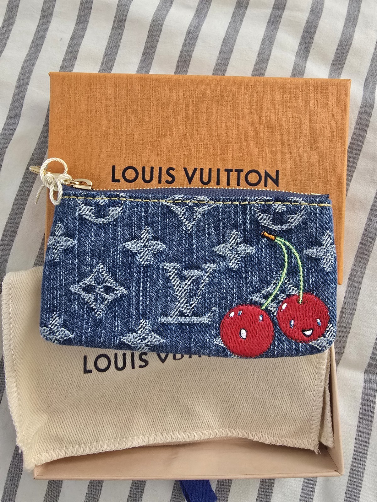 Louis Vuitton Takashi Murakami Cherry Collection Coin Card Case Demin Monogram