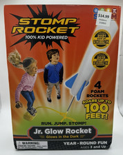 Stomp Rocket Jr. Glow Rocket, 4 Rockets  Launcher, New Sealed.
