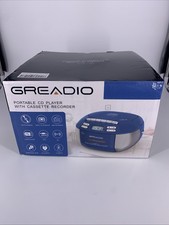 Greadio CD Player Boombox Cassette CD-X2A   AM/FM, Bluetooth, AUX, Blue, Portabl