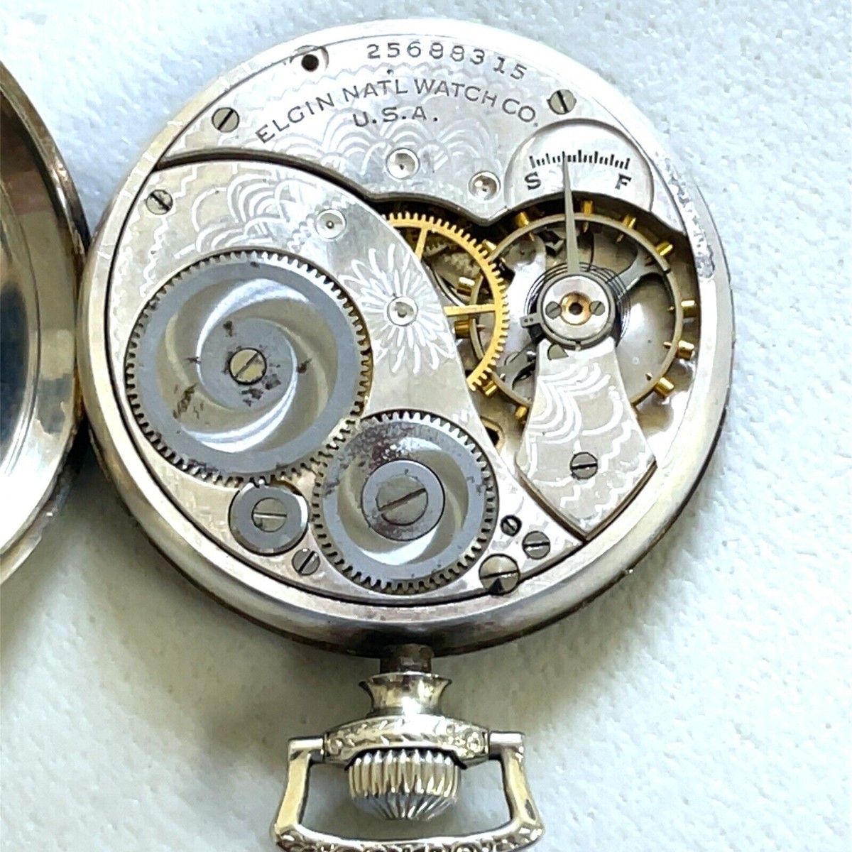 Elgin Grade 303 Model 3- 12S 7Jewel- 14K White Gold Pocket Watch