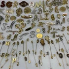 Lot of 100 Vintage INITIAL Letter  BROOCH Pins Rhinestone Enamel Costume Jewelry