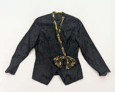 Vintage 80s 90s Women's Blazer Jacket Size Small Black Lace Bow Detail