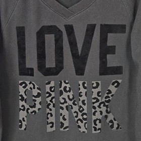 VICTORIA'S SECRET LOVE PINK Sweat Shirt BLACK Leopard Cheetah Women Sz Small