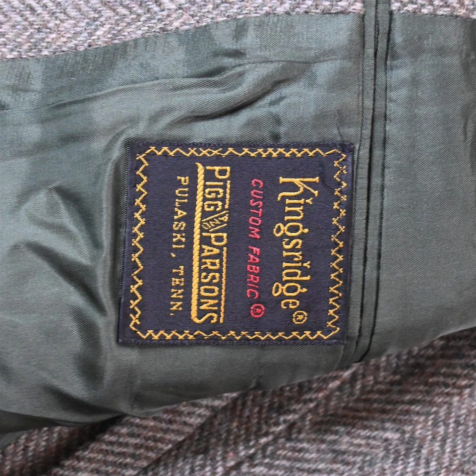 Vtg USA Made 44L Green Herringbone 100% Wool Tweed Blazer Jacket Sport Coat - Image 4 of 4