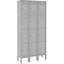 4-Tier 12 Door Box Locker 12"W x 15"D x 18"H Gray Unassembled