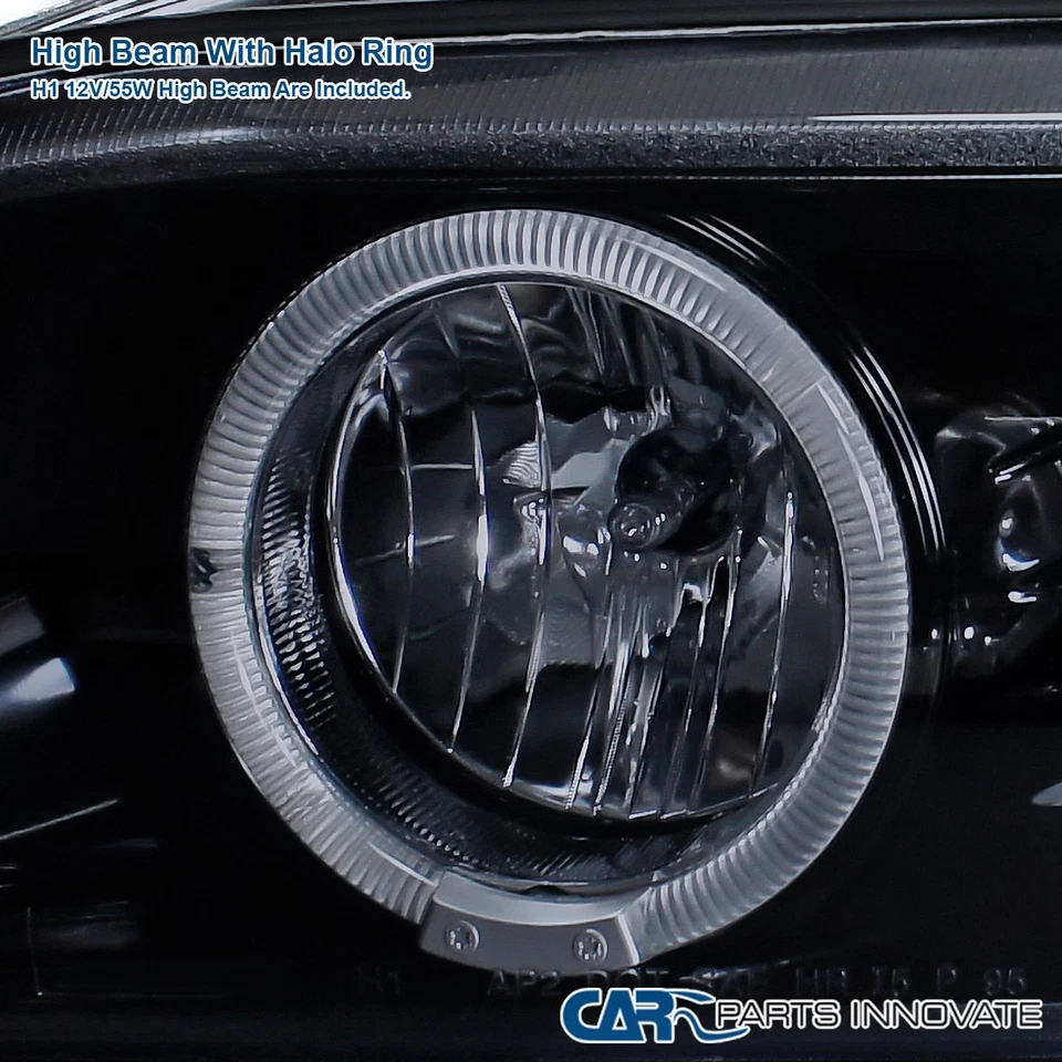 Fits 96-03 BMW E39 528i 530i Black/Smoke Projector Headlights LED Halo Rings - Image 3 of 4
