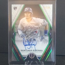 2021 Topps Tribute Autographs Santiago Espinal Green /99 Auto Rookie Blue Jays