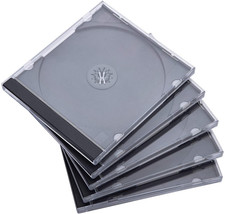 10.4 Mm Standard Single Clear CD Jewel Case with Assembled Black Tray, 10 Pack