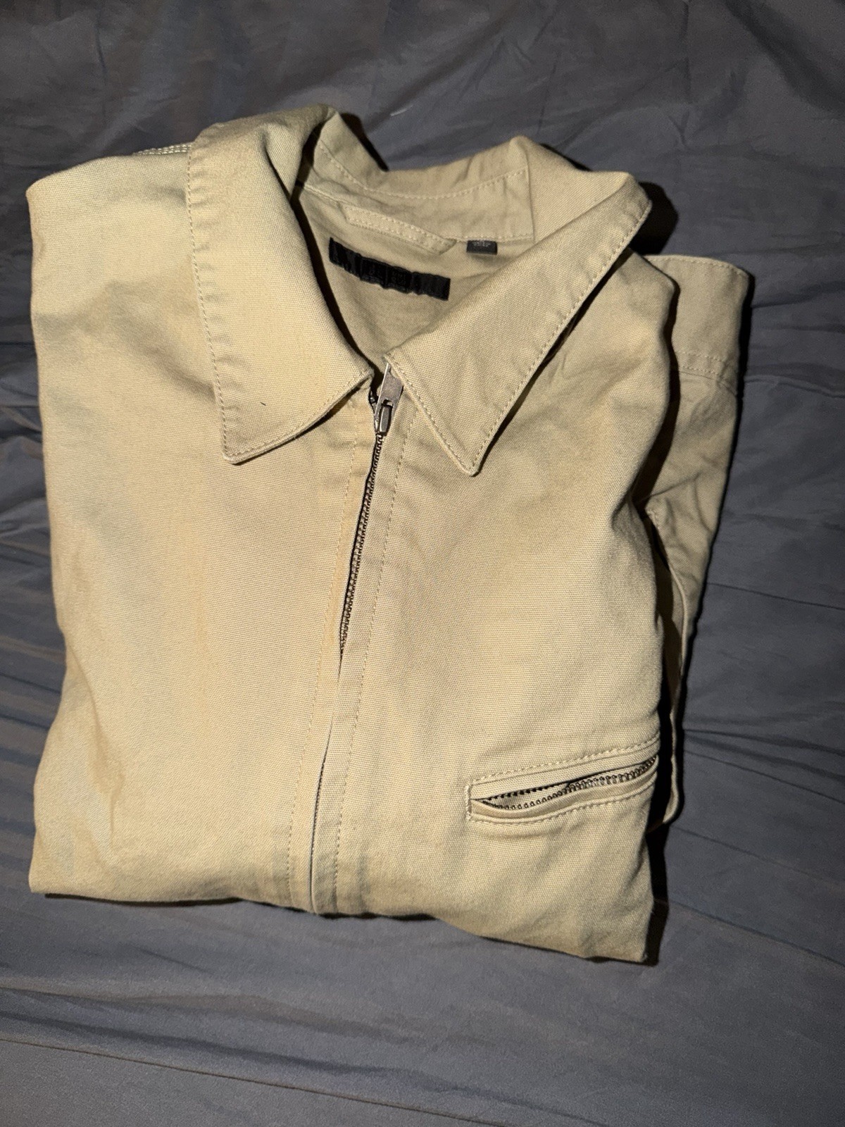 Uniqlo Zip Up Blouson Jacket Mens Medium Beige Short Cropped Jacket