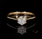 0.85CT Round Cut White Moissanite In Solid 10K Yellow Gold FN Women Wedding Ring