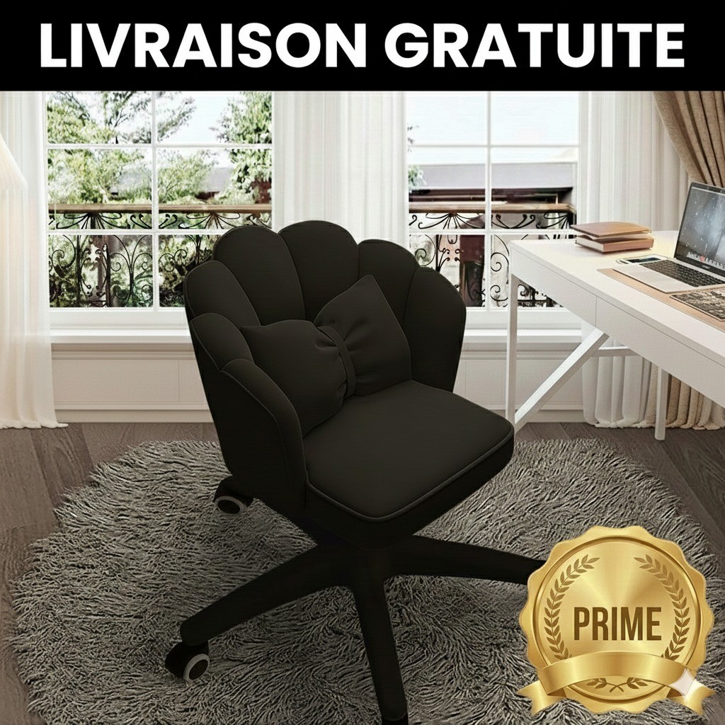 Chaise coiffeuse velours noir réglable pour vos rituels de maquillage matinaux
