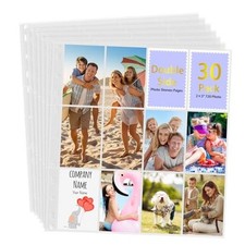 30 Pack 2x3 Photo Sleeves, 12-Pocket Clear Sheet Protectors for 3 Ring