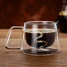 Professional Luxury Double Layered Coffee Cup Mug Borosilicate Glass Hot