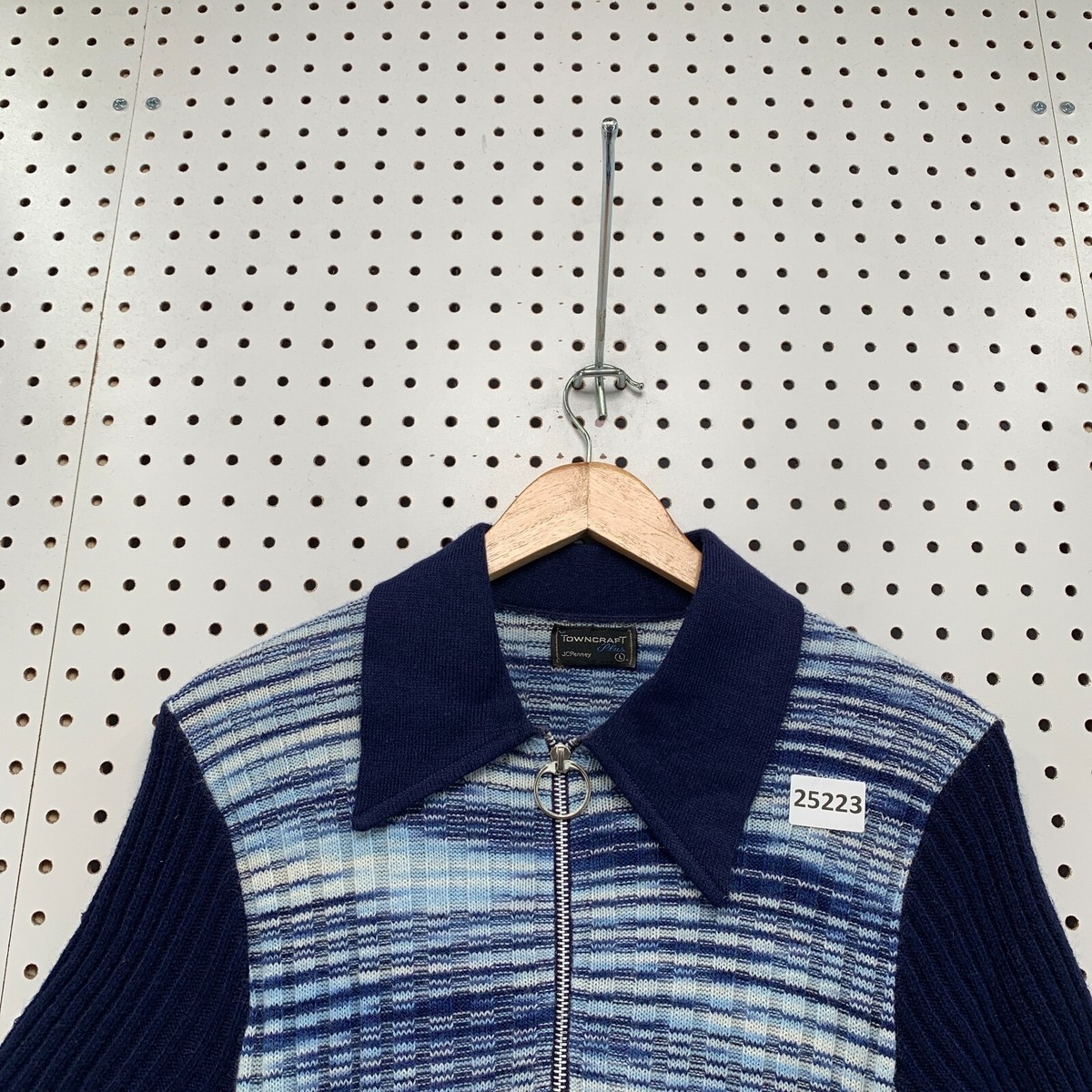 Vintage 70s Towncraft JcPenny 1/2 ZIp Ribbed polo Shirt Blue