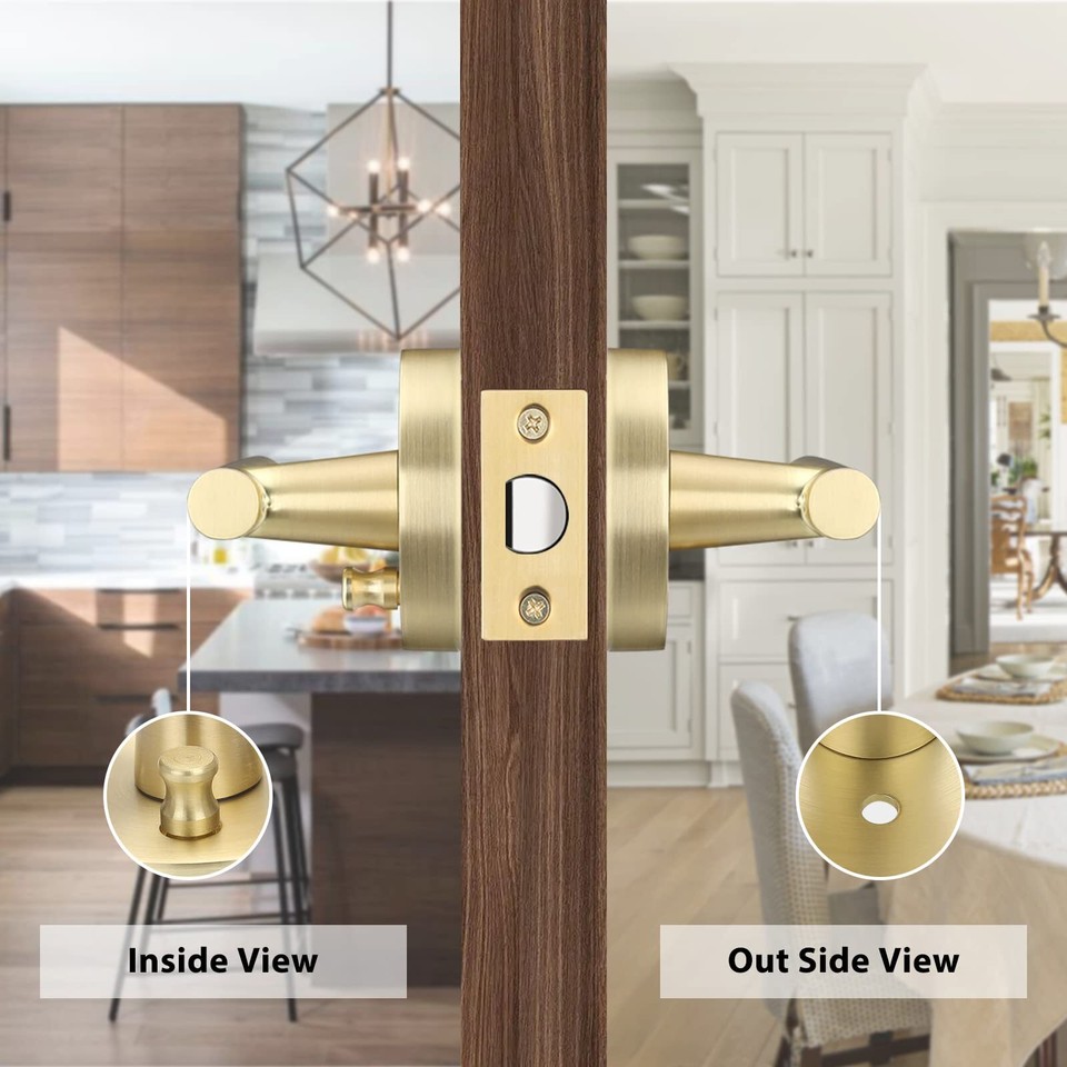 Haidms 2 Packs Gold Door Handle Interior Brushed Gold Door Handles Gold