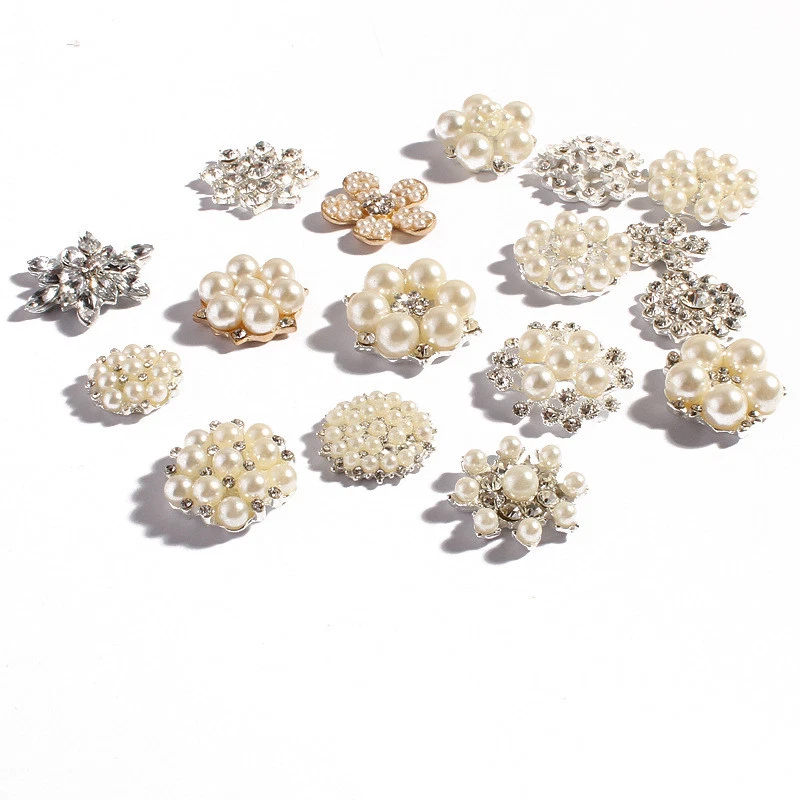 30pcs Super Bling Ornaments Clear Alloy Crystal Flatback Rhinestone Buttons  - Image 2 of 2