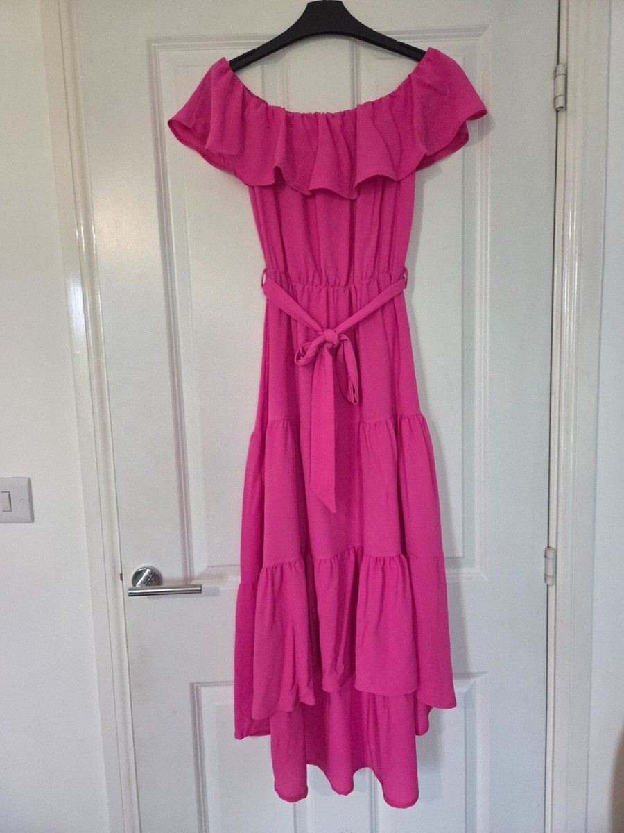 strapless open back dress MOUSSELINE MAXI RUFFLE DRESS HARD PINK main image 1