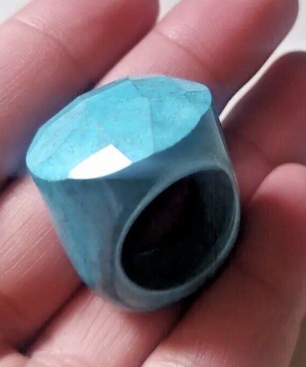 Natural Solid Turquoise Stone Ring Size 8 All Sto… - image 7