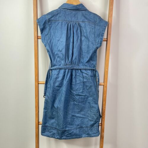 Gorman Shirt Dress Womens 6 Blue Denim Knee Length Button Up Short Sleeve Pocket - Picture 7 of 12