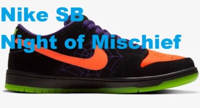 Nike SB Dunk Low Night of Mischief Halloween Skateboarding Size 6US