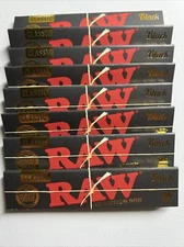 RAW BLACK King Size Slim Rolling Papers Free Ship 32 Leaves -8 Packs - FREE SHIP