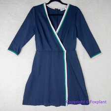 Eliza J Contrast Trim Surplice V-Neck Wrap blue Dress, size 14