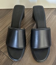 Bottega Veneta Band Brown Calf Leather Sandal Backless Mule Heel Pump Size 39/9