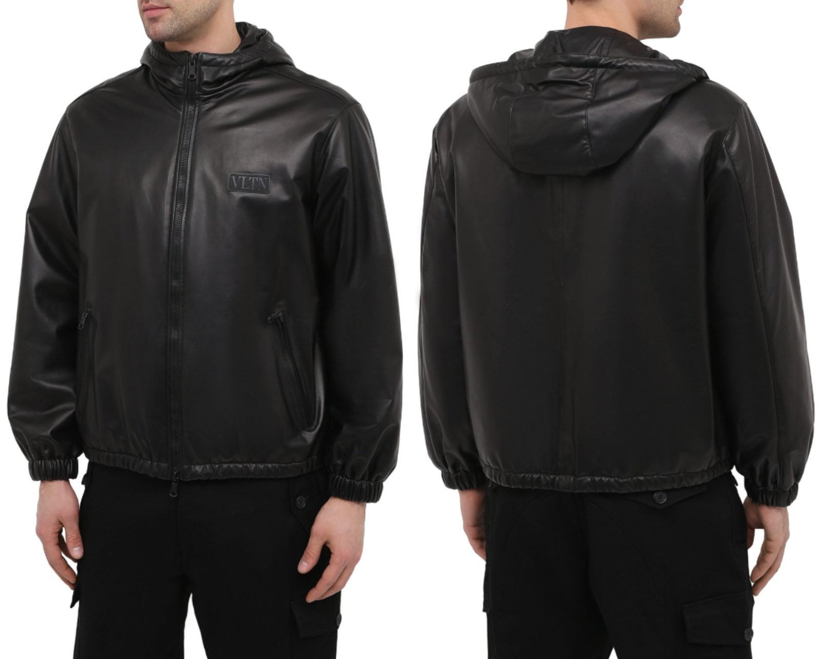 Valentino Bomber Jacket Leather VLTN Logo Blouson Coat New L-image