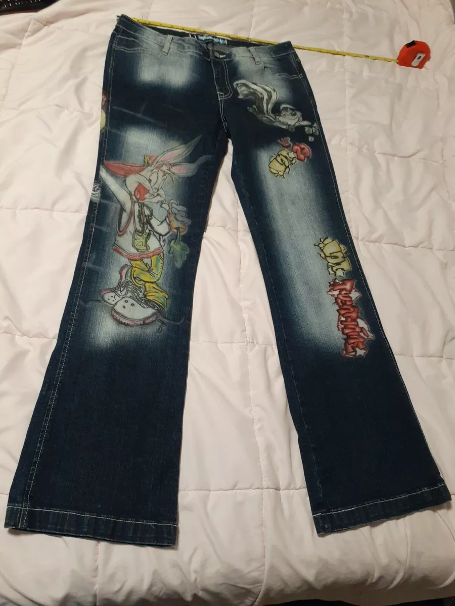 VINTAGE Ladies Lot 29 Jeans Denim Pants Looney Tunes Airbrush Size