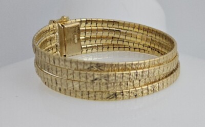 Italienisches Armband 4 Strang Diamantschliff goldfarben