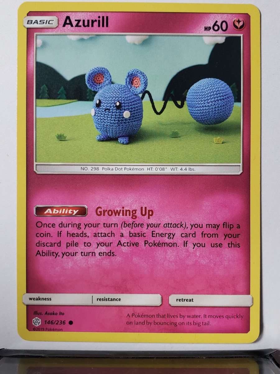 asako ito pokemon cards Azurill 146/236 NM / M - Asako Ito Crocheted Art