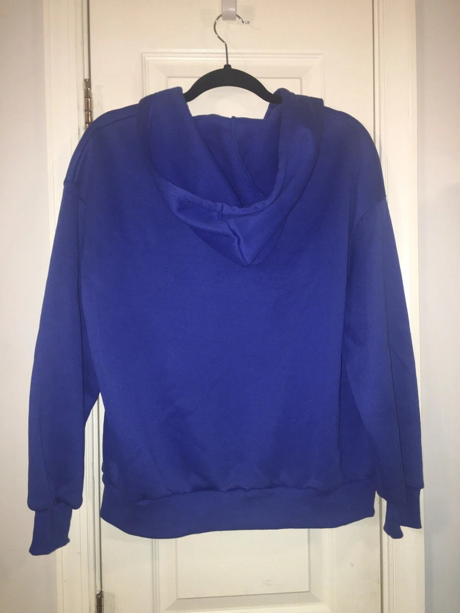 Shein Women s Long Sleeve Zip Up Drop Shoulder Hoodie. Blue. Large