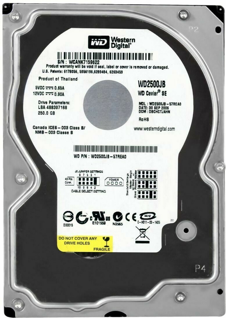 Western Digital WD Caviar SE WD2500JB 250GB 7.2K 8MB IDE 3.5