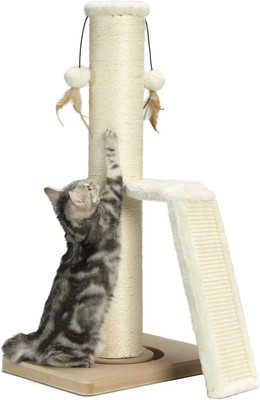 31'' Tall Cat Scratching Post - Premium Sisal Scratch Post with Interactive Toy