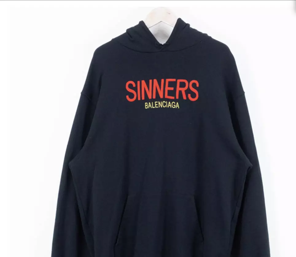 Balenciaga Sinners embroidered hooded sweatshirt Black X-SMALL Oversized | eBay