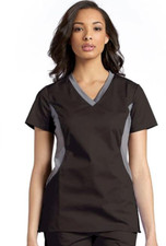 MED White Cross Medical Uniform Scrub Top Contrast Jersey Neck Solid 781